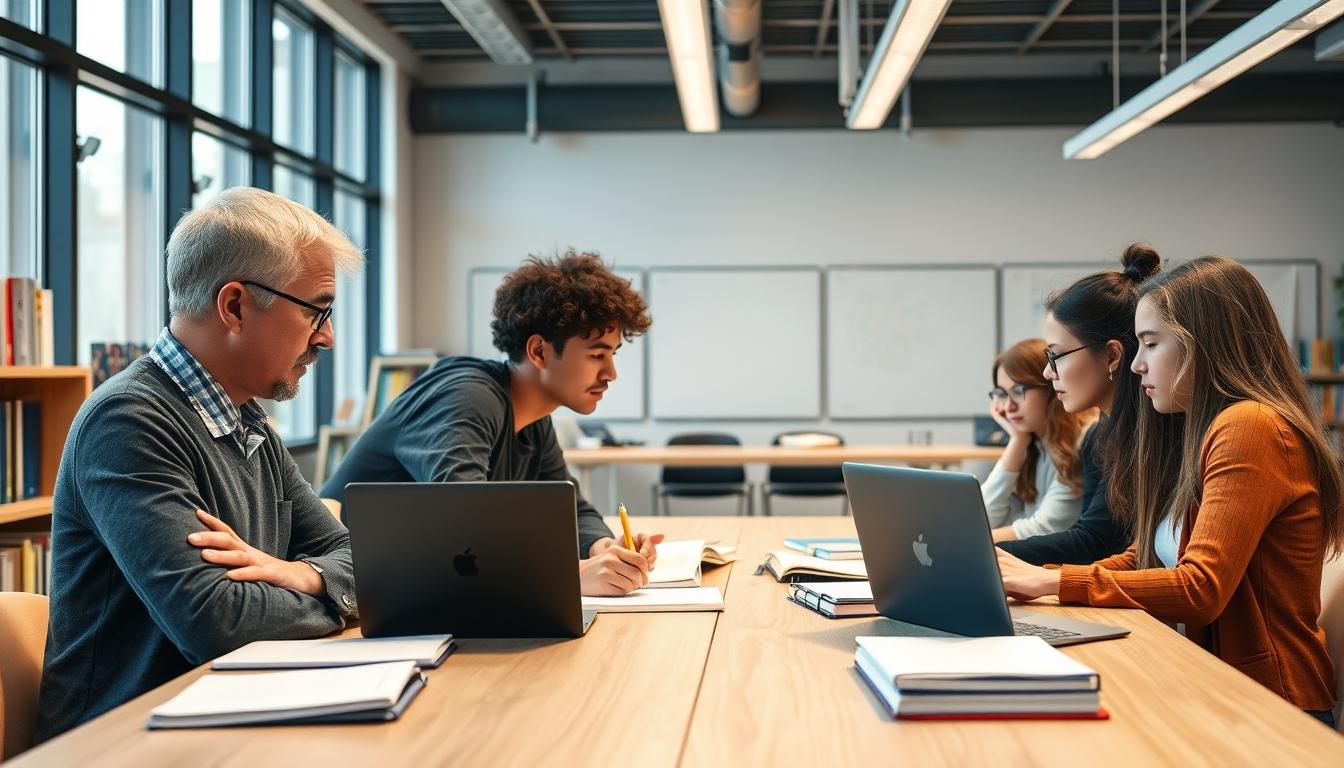 Students collaborating in study space